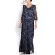 MARINA RINALDI LACE GOWN WITH FLORAL APPLIQUES 