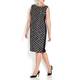 MARINA RINALDI BLACK BROCADE SHEATH DRESS WITH OPTIONAL SLEEVES