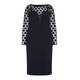 MARINA RINALDI POLKA DOT EMBROIDERED TULLE AND TRIACETATE NAVY DRESS