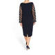 MARINA RINALDI POLKA DOT EMBROIDERED TULLE AND TRIACETATE NAVY DRESS