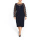 MARINA RINALDI POLKA DOT EMBROIDERED TULLE AND TRIACETATE NAVY DRESS