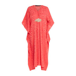 Marina Rinaldi Devoré Kaftan Dress Tangerine  - Plus Size Collection