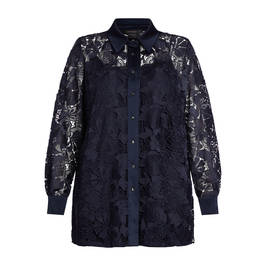 Marina Rinaldi Lace Shirt Navy - Plus Size Collection
