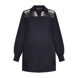 Marina Rinaldi Embroidered Shirt Navy  - Plus Size Collection