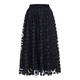 MARINA RINALDI NAVY TULLE POLKA DOT EMBROIDERED SKIRT 