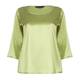 MARINA RINALDI GREEN SILK SATIN SCOOP NECK TOP 