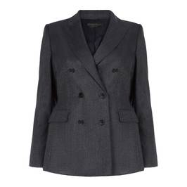 MARINA RINALDI WOOL AND SILK DOUBLE BREASTED BLAZER NAVY - Plus Size Collection