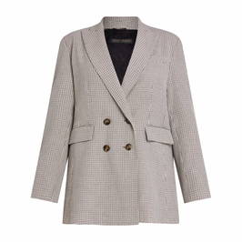 Marina Rinaldi Double Breasted Check Jacket Brown  - Plus Size Collection