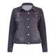 MARINA RINALDI  BLACK PEARL AND JEWEL EMBELLISHED DENIM JACKET