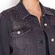 MARINA RINALDI  BLACK PEARL AND JEWEL EMBELLISHED DENIM JACKET