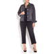 MARINA RINALDI  BLACK PEARL AND JEWEL EMBELLISHED DENIM JACKET