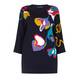 Marina Rinaldi navy Silk Cotton Blend floral intarsia knitted TUNIC