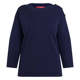 Marina Rinaldi Cotton Blend Knitted Tunic Navy  - Plus Size Collection