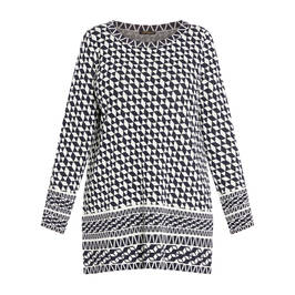 Marina Rinaldi Knitted Geometric Print Tunic Navy - Plus Size Collection