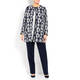MARINA RINALDI COTTON BLEND JACKET NAVY AND WHITE