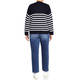 Persona by Marina Rinaldi Stripe Cotton Cardigan Navy and White 