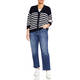 Persona by Marina Rinaldi Stripe Cotton Cardigan Navy and White 