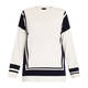 Persona by Marina Rinaldi Stretch Viscose Sweater Navy and White