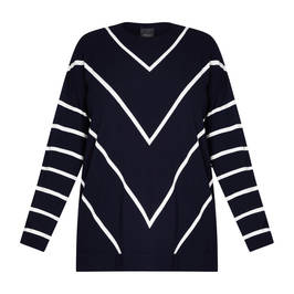 Persona by Marina Rinaldi Knitted Tunic Chevron Navy - Plus Size Collection