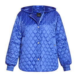 Persona By Marina Rinaldi Honeycomb Quilted Coat Bluette  - Plus Size Collection