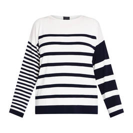 Persona by Marina Rinaldi Navy and White Stripe Sweater - Plus Size Collection