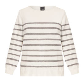 Persona by Marina Rinaldi Pure Cotton Striped Sweater Silver - Plus Size Collection