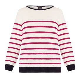 Persona by Marina Rinaldi Pure Cotton Striped Sweater Fuchsia - Plus Size Collection