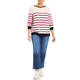 Persona by Marina Rinaldi Pure Cotton Striped Sweater Fuchsia