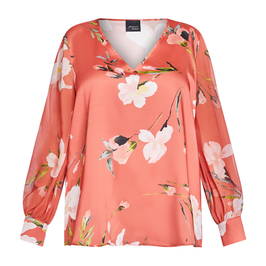 Persona by Marina Rinaldi Satin Floral Tunic Coral - Plus Size Collection