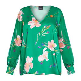 Persona by Marina Rinaldi Satin Floral Tunic Green - Plus Size Collection