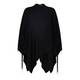 MARINA RINALDI VIRGIN WOOL BLEND BLACK FRINGED WRAP