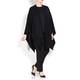 MARINA RINALDI VIRGIN WOOL BLEND BLACK FRINGED WRAP