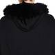 MARINA RINALDI VIRGIN WOOL BLEND WRAP WITH FUR TRIMMED HOOD