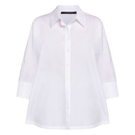 Marina Rinaldi Pure Cotton Three Quarter Sleeve Shirt White  - Plus Size Collection