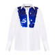 Marina Rinaldi White Cotton Shirt With Blue Sequin Bib