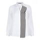 Marina Rinaldi white cotton SHIRT with striped ruffle