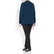 MARINA RINALDI TEAL SILK BLEND SHIRT WITH EMBELLISHED PLACKET