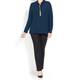 MARINA RINALDI TEAL SILK BLEND SHIRT WITH EMBELLISHED PLACKET