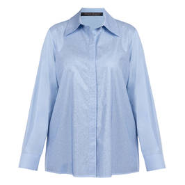 Marina Rinaldi Jewel Embellished Cotton Shirt Pale Blue - Plus Size Collection