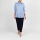 Marina Rinaldi Jewel Embellished Cotton Shirt Pale Blue