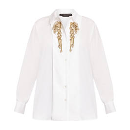 Marina Rinaldi Embellished Cotton Shirt White - Plus Size Collection
