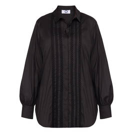 Marina Rinaldi Embroidered Cotton Shirt Black  - Plus Size Collection