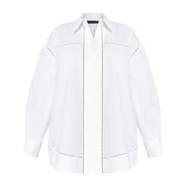 Marina Rinaldi Cotton Poplin Shirt With Open Work - Plus Size Collection