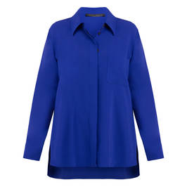 Marina Rinaldi Cady Triacetate Shirt Cobalt  - Plus Size Collection