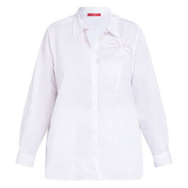 Marina Rinaldi Pure Cotton Embroidered Shirt White  - Plus Size Collection