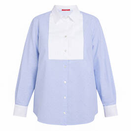 Marina Rinaldi Cotton Poplin Embellished Shirt Blue - Plus Size Collection
