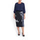 MARINA RINALDI NAVY SEQUIN PENCIL SKIRT