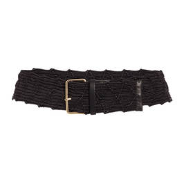 Marina Rinaldi Woven Belt With Leather Finish Black - Plus Size Collection