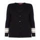 MARINA RINALDI BLACK CARDIGAN WITH STRIPE PLEAT REAR INSERT