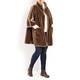 MARINA RINALDI FAUX-SHEEPSKIN REVERSIBLE COAT TAUPE